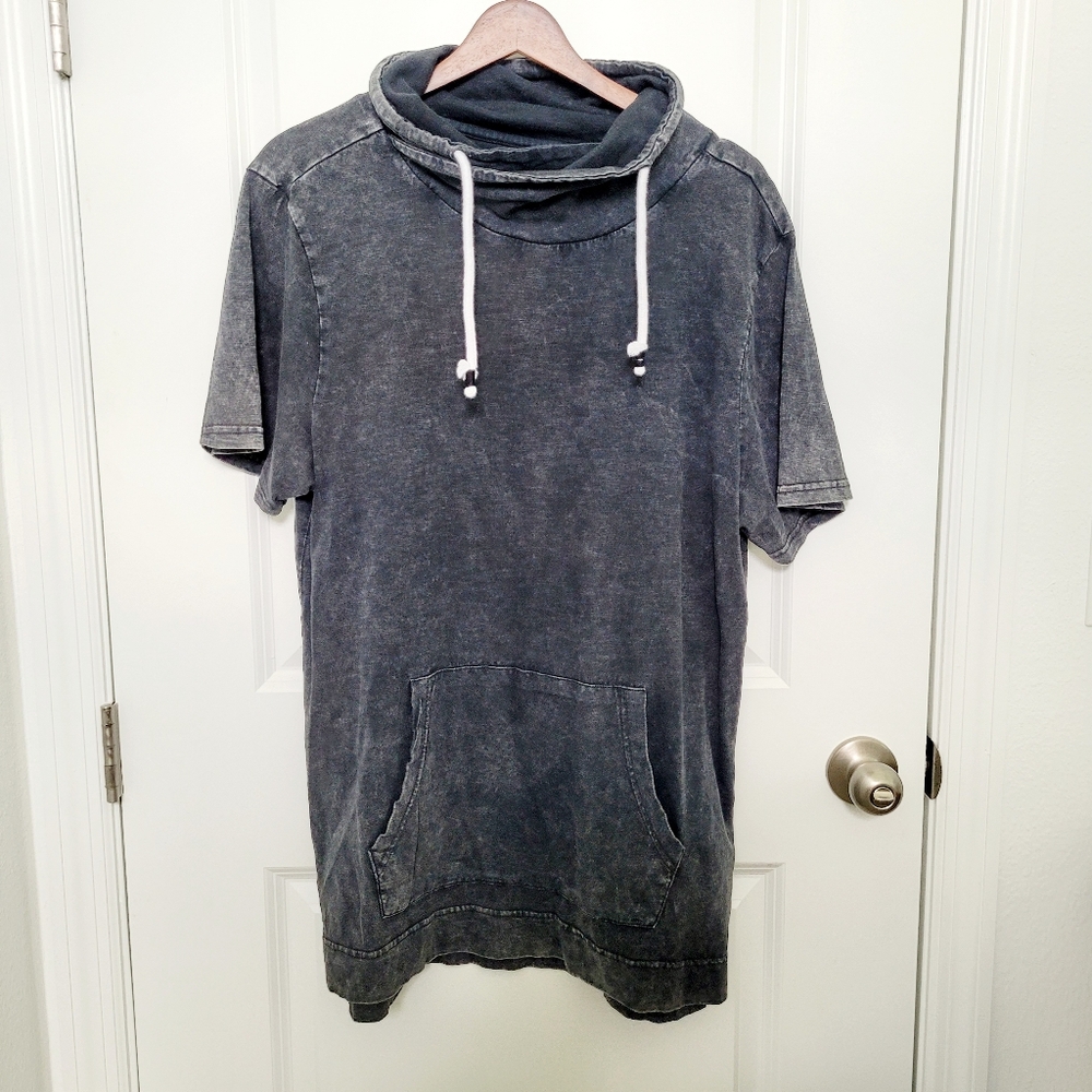 American Rag Loose Cowl Charcoal Gray Drawstring Shirt Size Medium